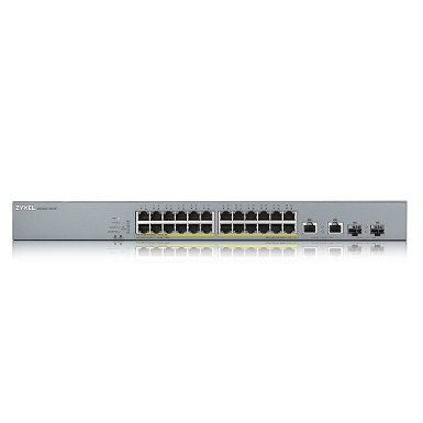 ZYXEL GS1350-26HP 24-port 100/1000 Mbps+ 2 Combo Port RJ45+SFP Managed PoE Switch, Power budget 375W
